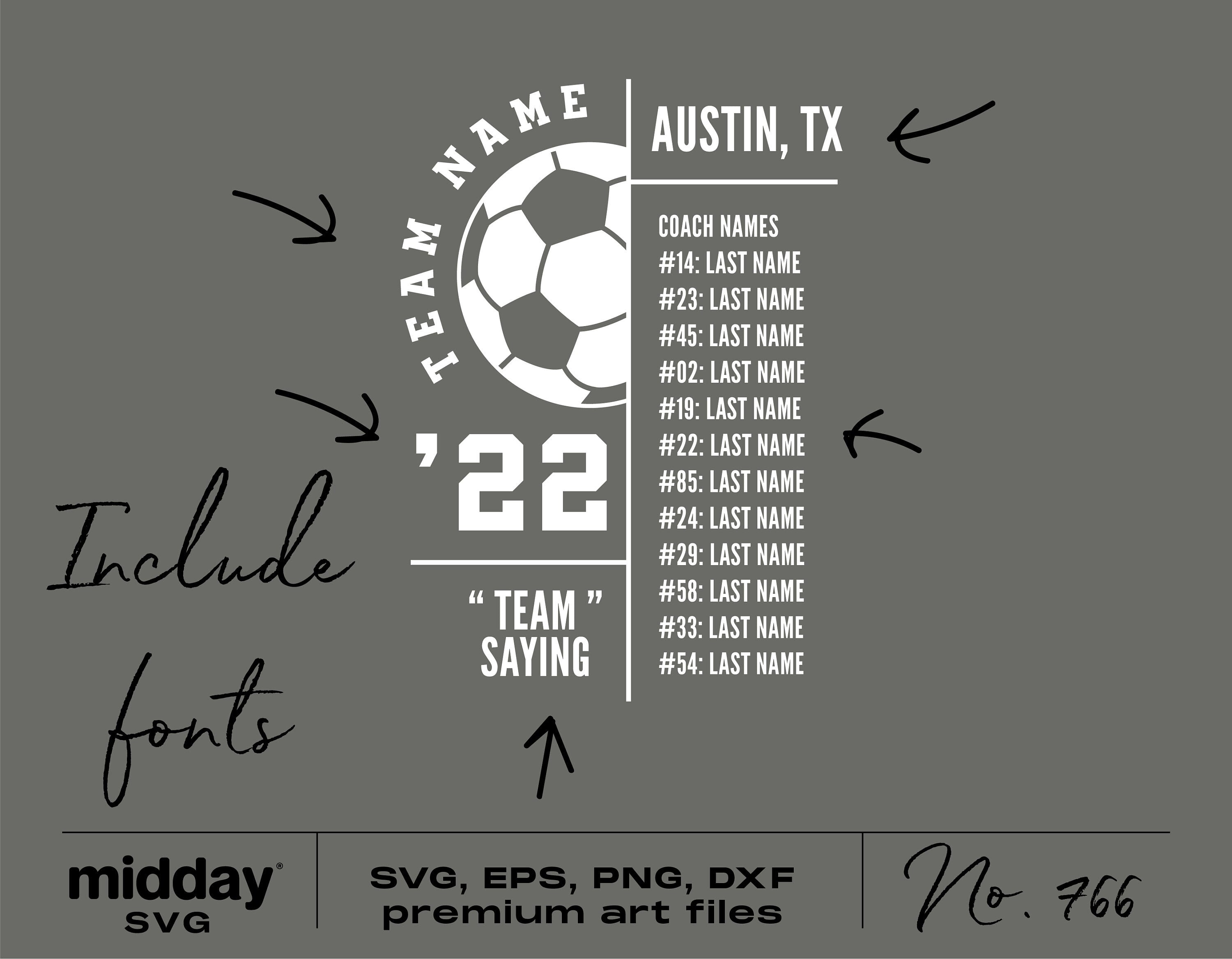 Soccer Your Team svg, Soccer Roster Svg, Player Template, Ai Eps Svg Png Dxf, Soccer Mom Svg, Soccer Shirt Svg, Cut File, Cricut, Silhouette