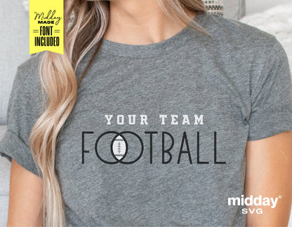 Gray football team shirt featuring a custom logo for Cricut and Silhouette projects.