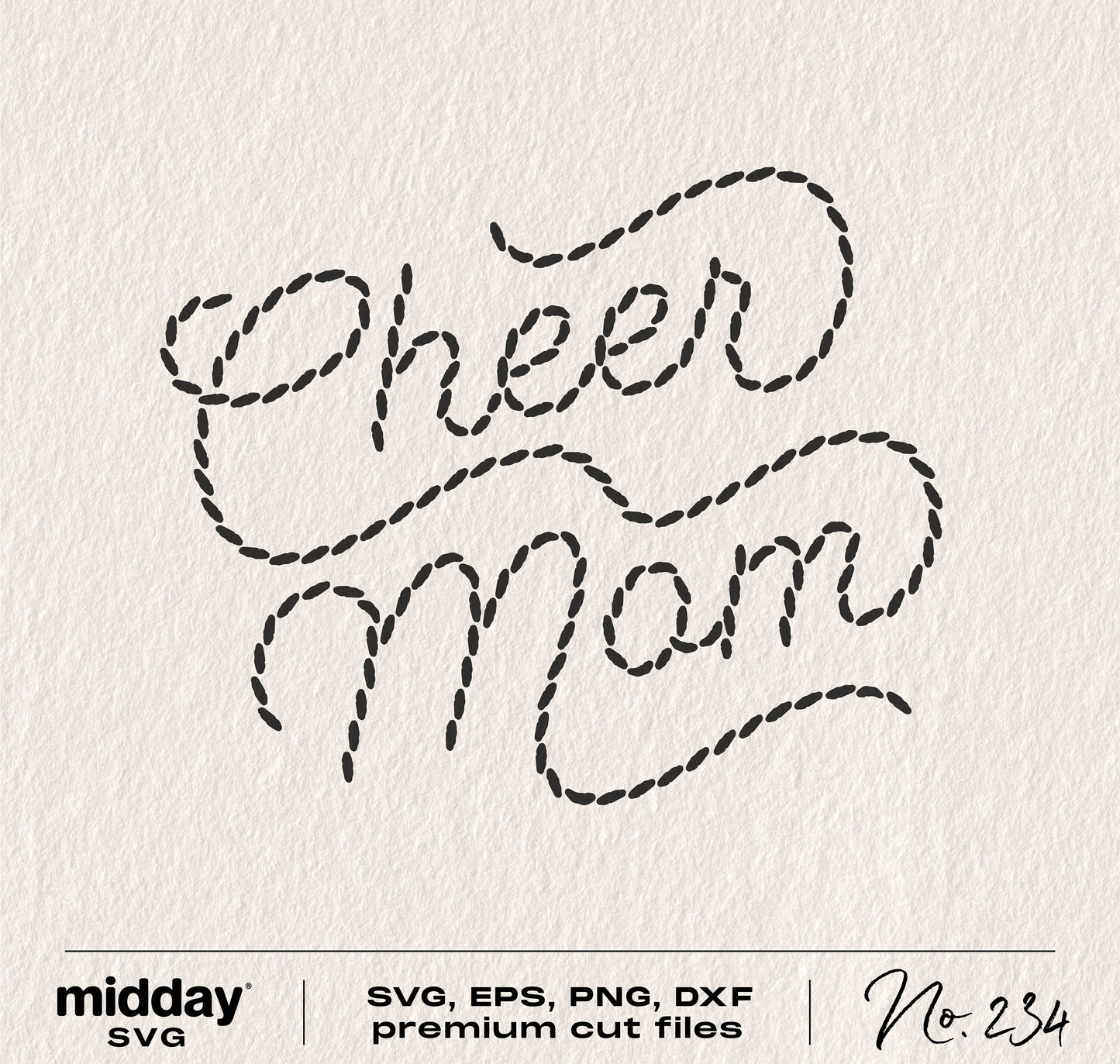 Stitched Cheer Mom design in SVG, PNG, DXF, EPS formats for crafting on shirts, tumblers, hoodies, hats with Cricut or Silhouette.