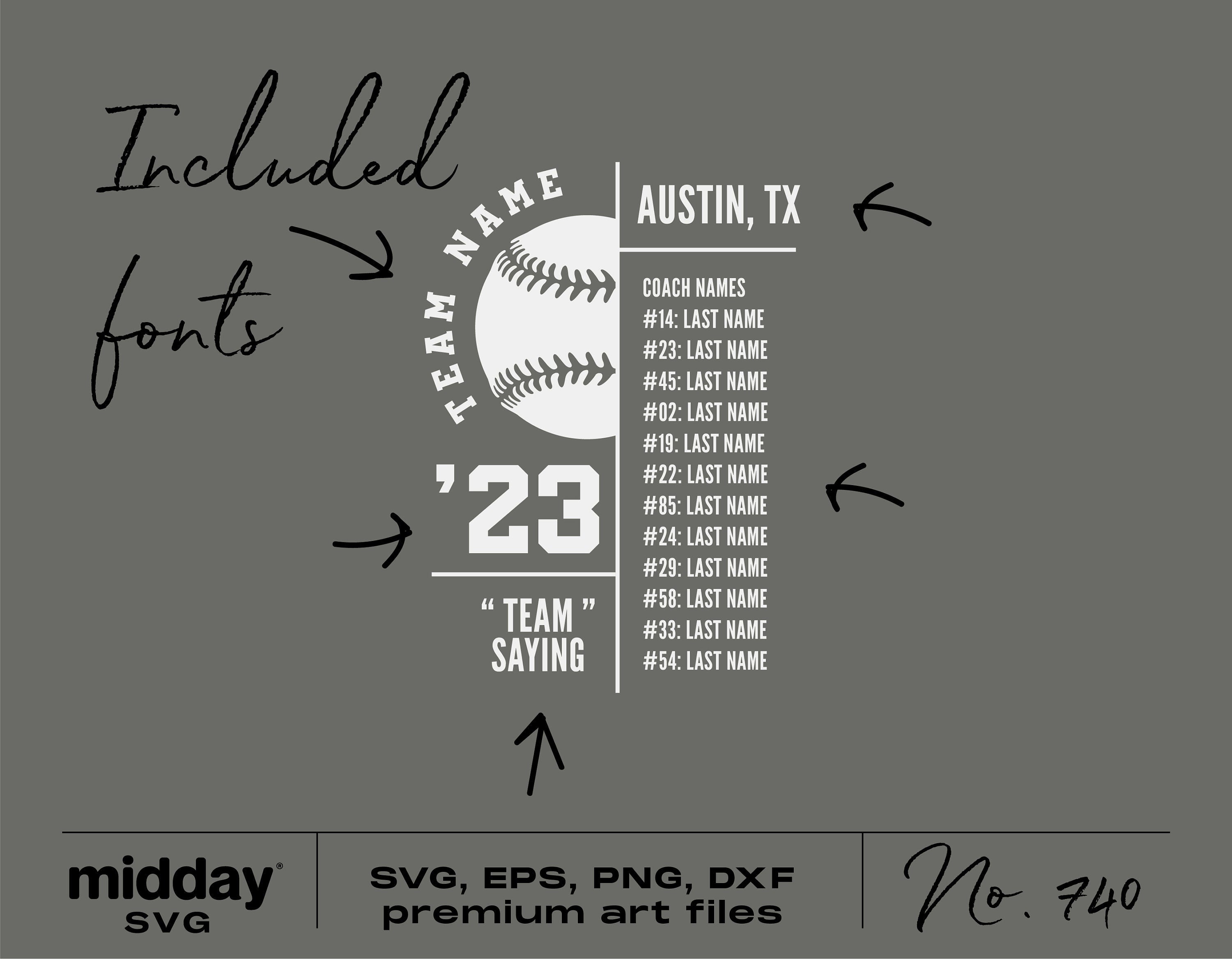 Baseball Team Banner Svg, Baseball Roster Template, Svg Png Eps Dxf Ai, Baseball Cut Files, Cricut, Silhouette, Baseball Coach Svg