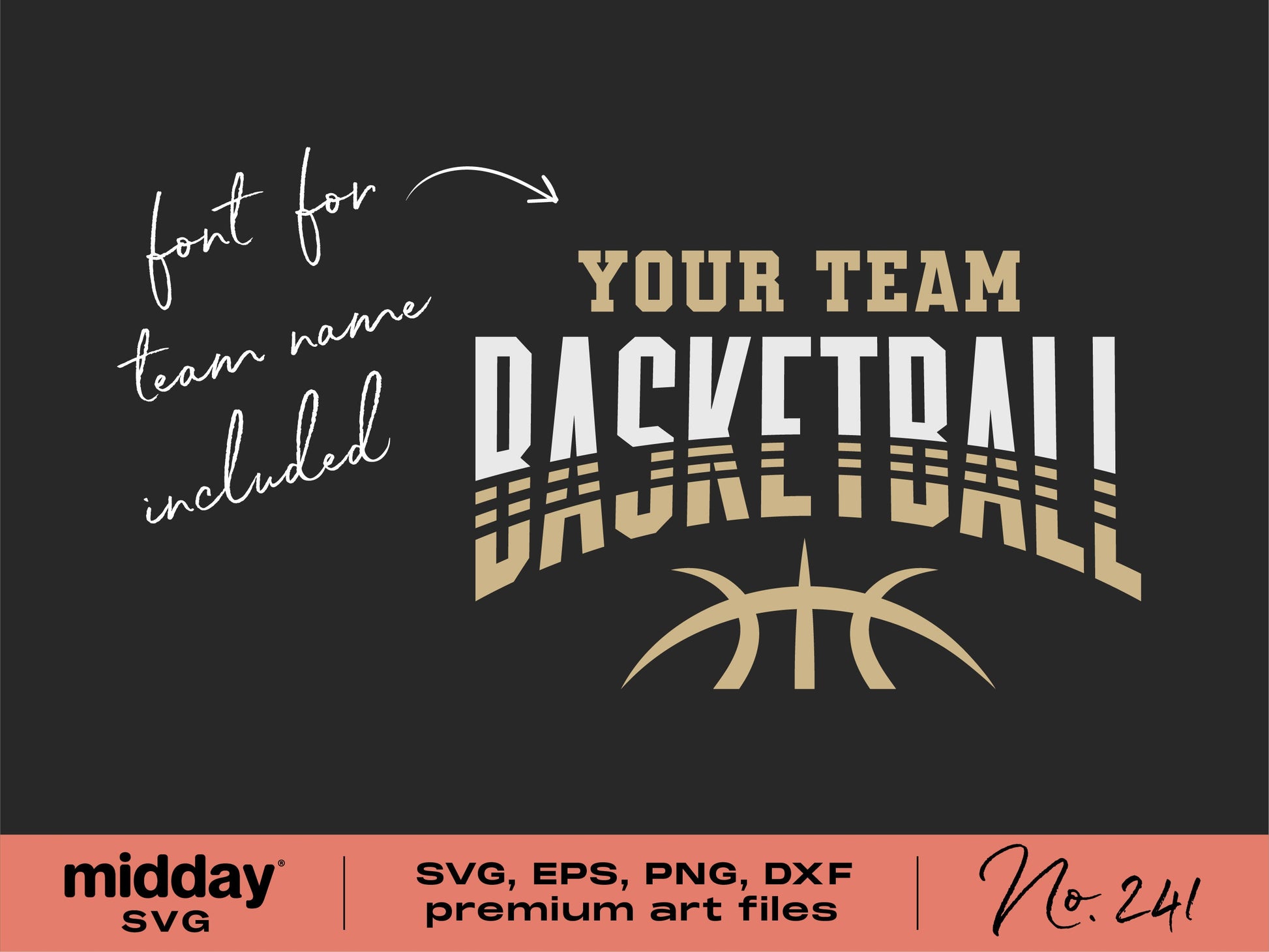 Basketball team template design with customizable font, suitable for shirts, logos, and sublimation. Available in SVG, PNG, DXF, EPS.