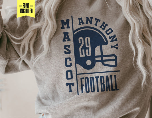 "Football Team Template Logo Shirt featuring customizable graphics with helmet design, ideal for Cricut and Silhouette projects."