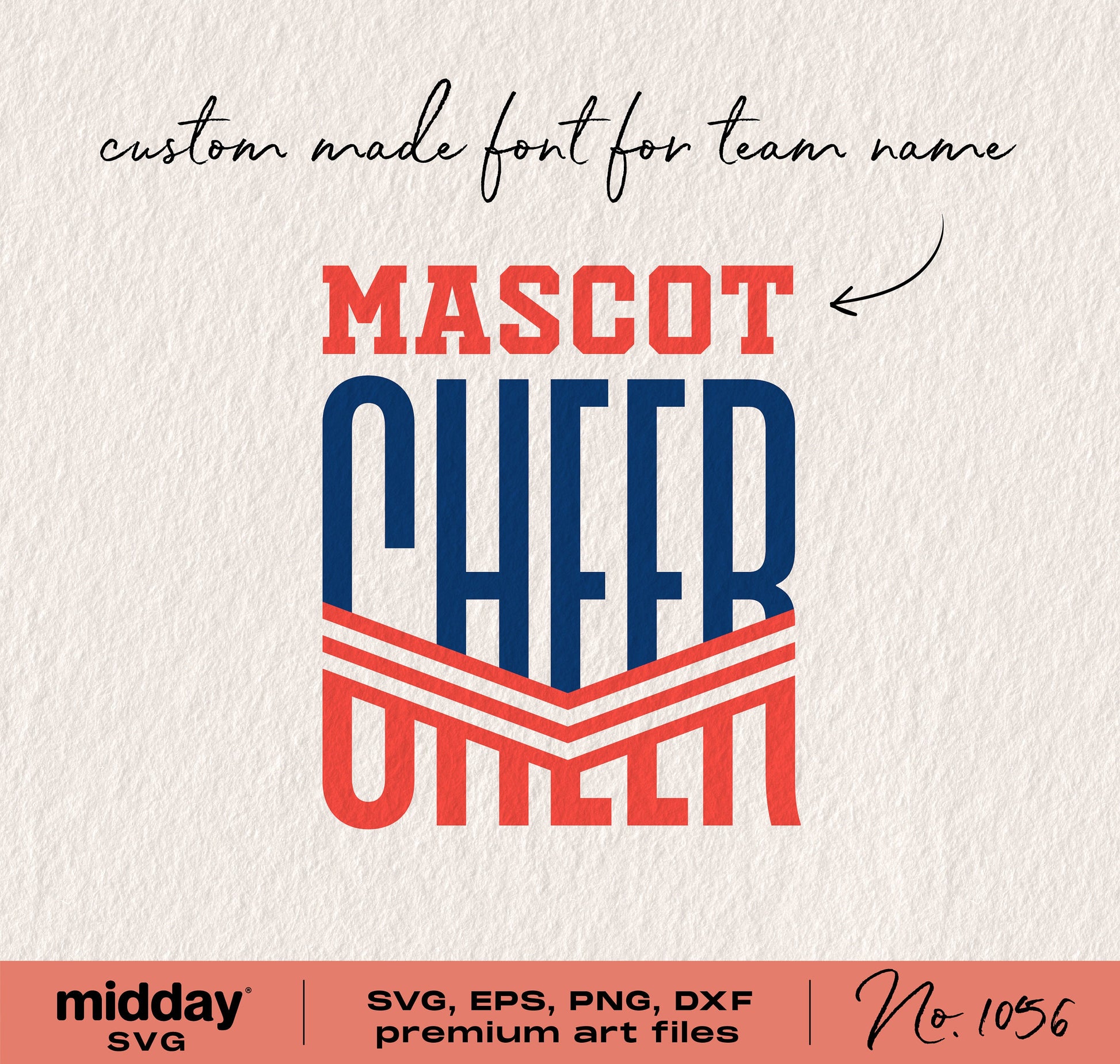 Custom cheer team template with mascot design, DIY SVG, PNG, DXF files for Cricut, Silhouette, sublimation projects. No customization.