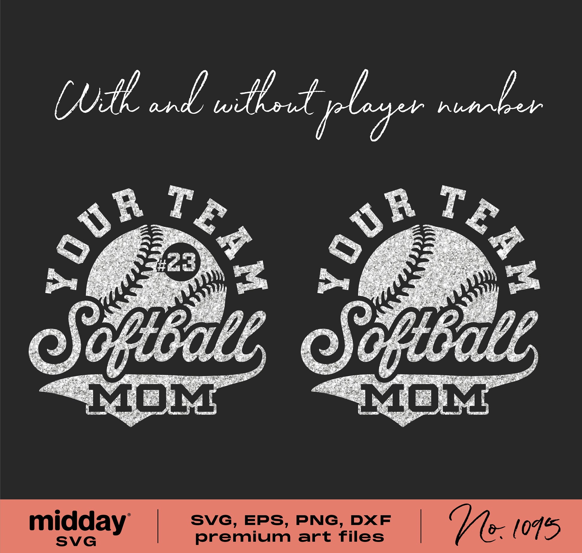 Softball Mom SVG design with customizable player number for shirts, mugs, tumblers, compatible with Cricut and Silhouette.
