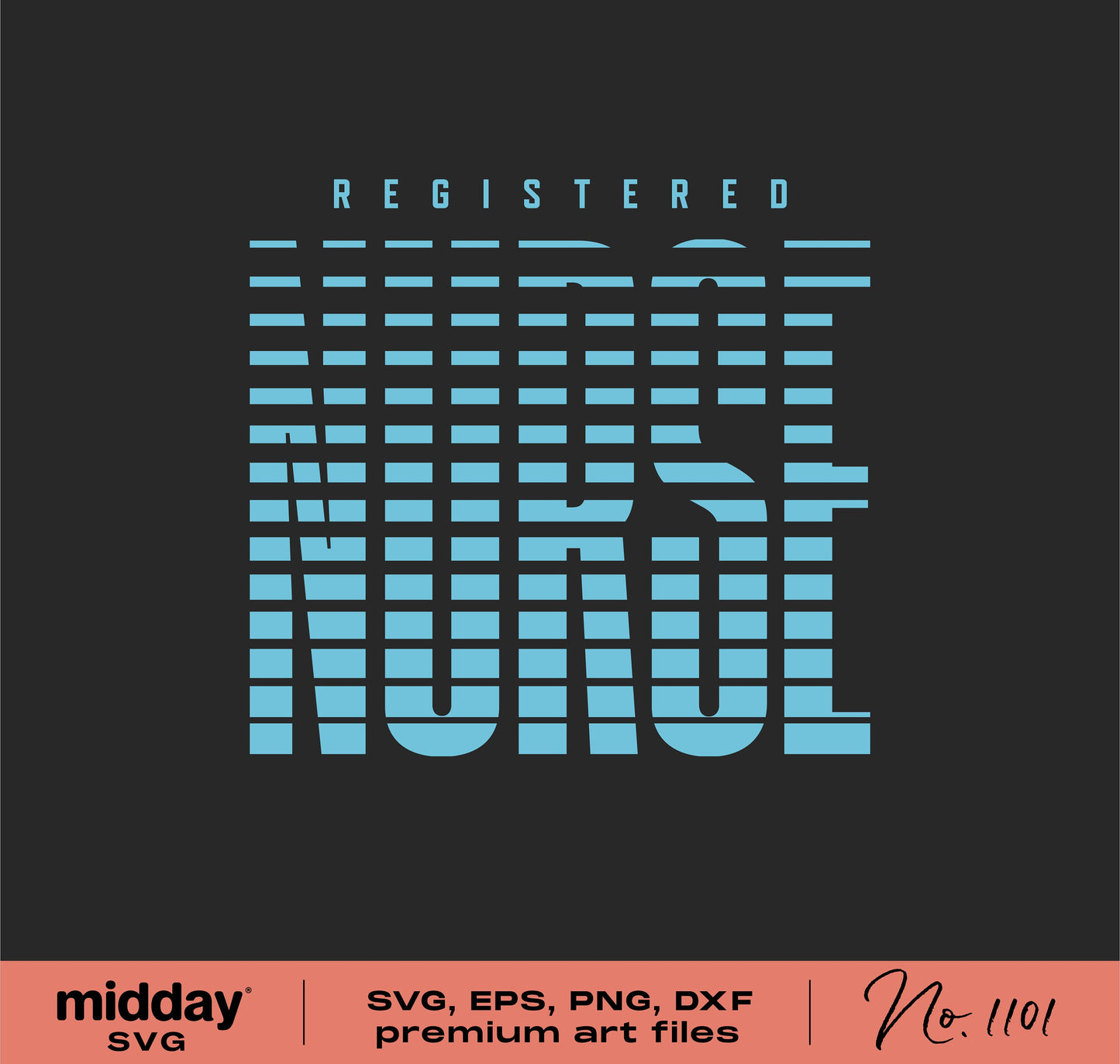 Modern minimal Registered Nurse SVG design for shirts, digital download in SVG, PNG, EPS, DXF formats. Ideal for Cricut and Silhouette.