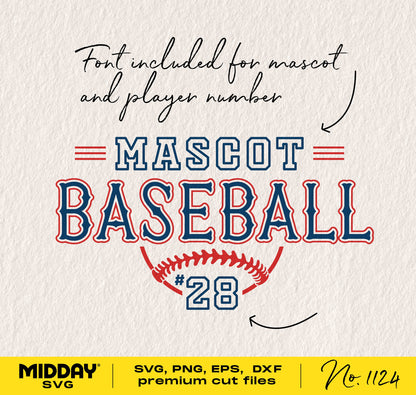 Baseball team logo SVG template with included font for Cricut and Silhouette use.