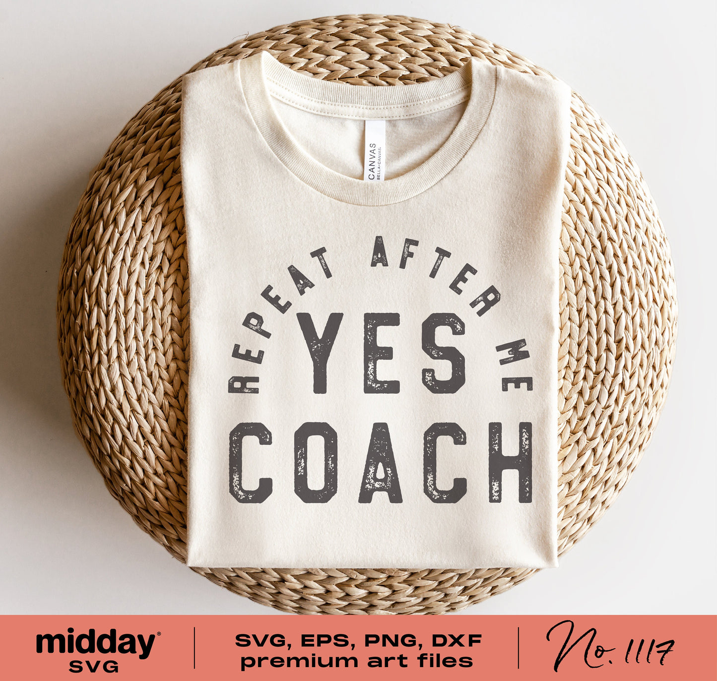 T-shirt with 'Yes Coach' text, suitable for PE, Cheer, Basketball Coaches, including SVG, EPS, PNG, DXF formats for Cricut, Silhouette.