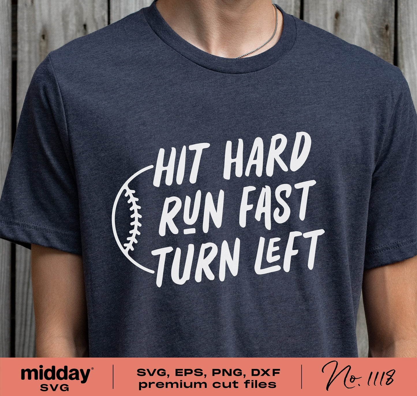 Funny softball shirt with 'Hit Hard, Run Fast, Turn Left' text design, ideal for softball dads, moms, and coaches, available as SVG and PNG.