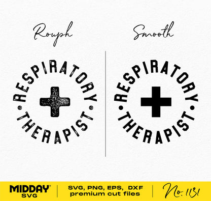 Respiratory Therapist SVG design in rough and smooth styles, available in SVG, PNG, DXF formats for Cricut and Silhouette.