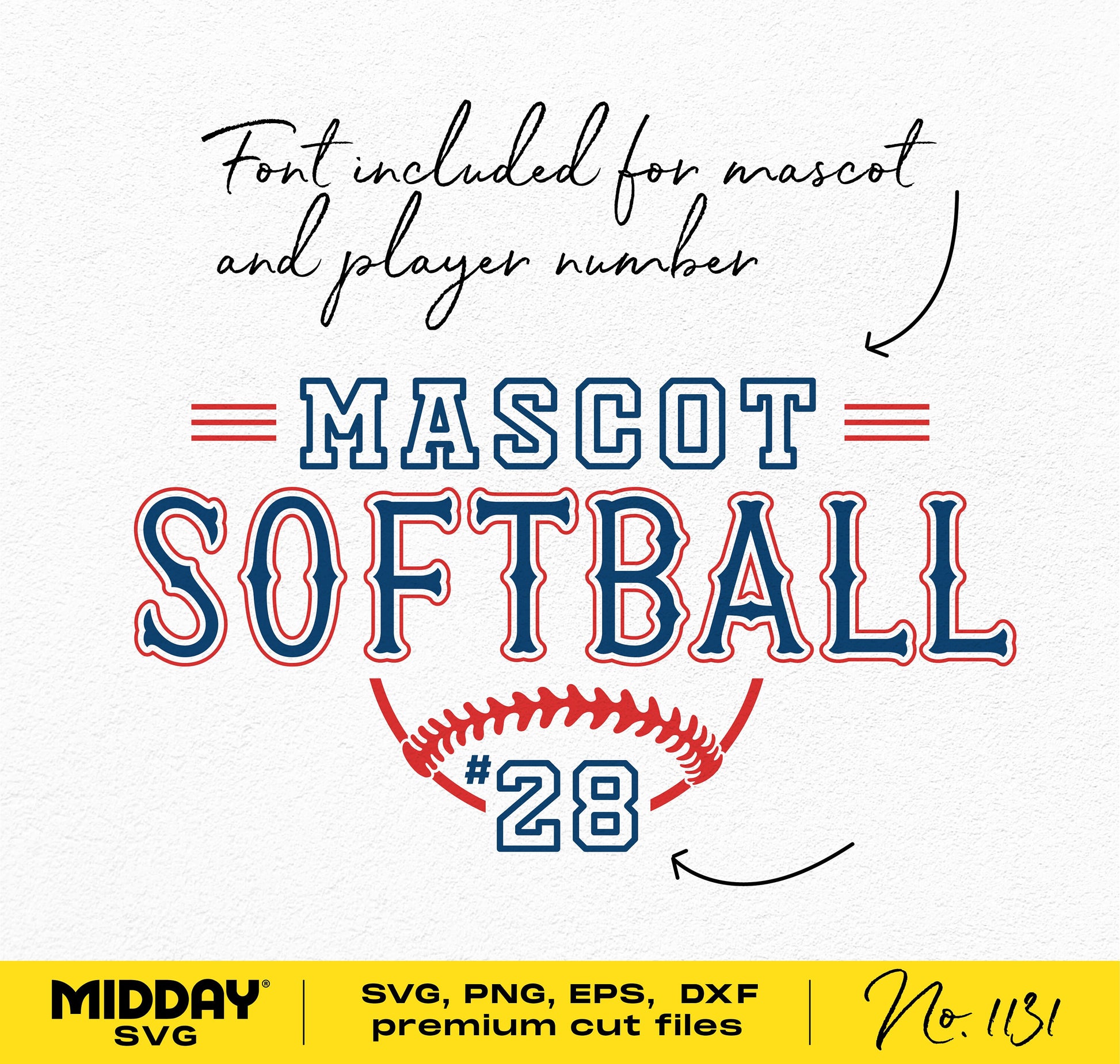 Customizable softball team logo SVG with mascot design and player number font, ideal for Cricut and Silhouette crafting projects.