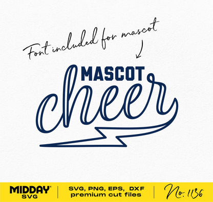 Cheer team template with the word 'cheer' in stylish font, SVG PNG DXF EPS format, ideal for Cricut and Silhouette projects.