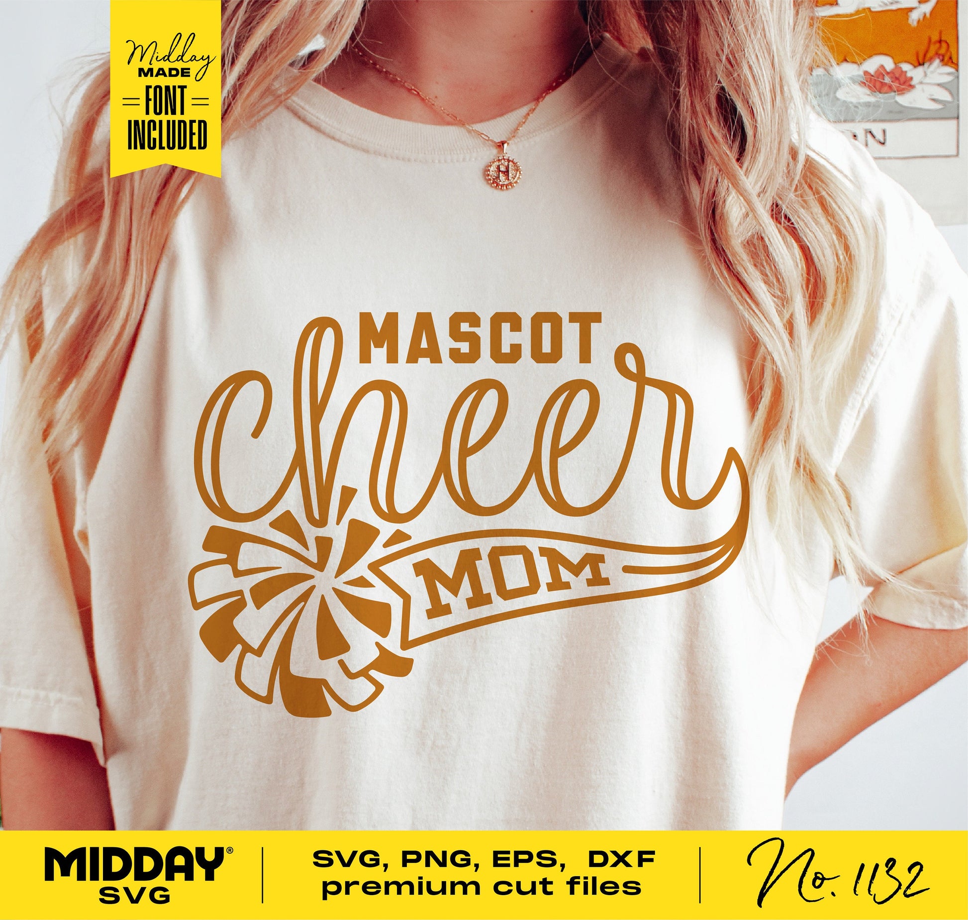 Cheer Mom shirt with mascot design, customizable SVG, PNG, DXF, EPS files for Cricut and Silhouette.