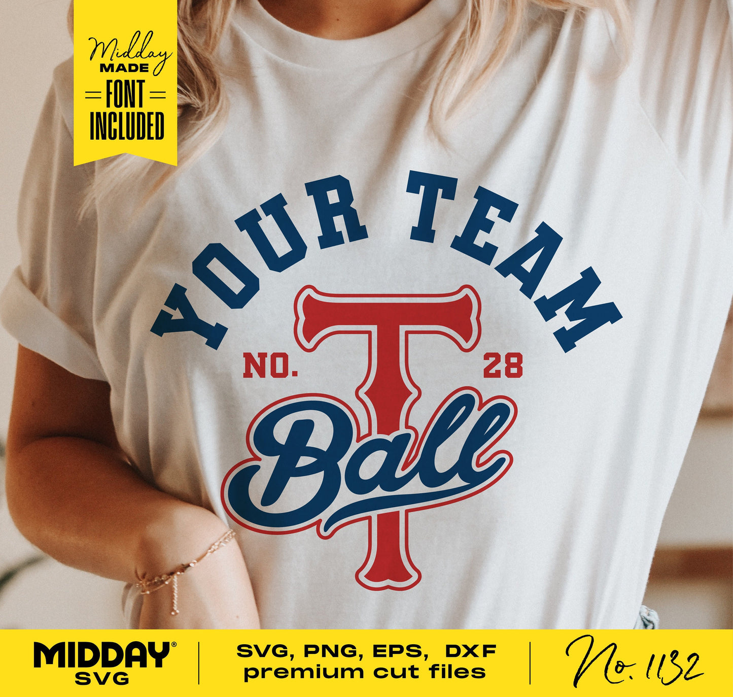 Customizable Tball Team Shirt Design Template in SVG PNG DXF EPS AI for Cricut and Silhouette, Font Included, DIY File