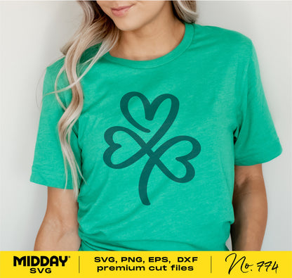 Green St. Patrick's Day shirt featuring a shamrock design for Cricut and Silhouette, including SVG, PNG, EPS, DXF files