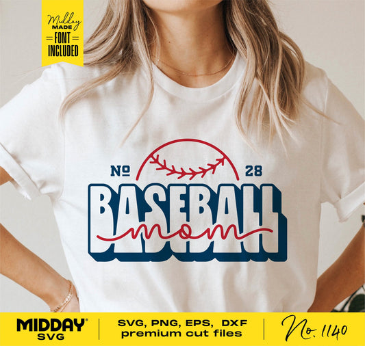 Retro Baseball Mom shirt design with vintage card style and baseball graphic, perfect for shirts, tumblers, sweatshirts, and Cricut projects.