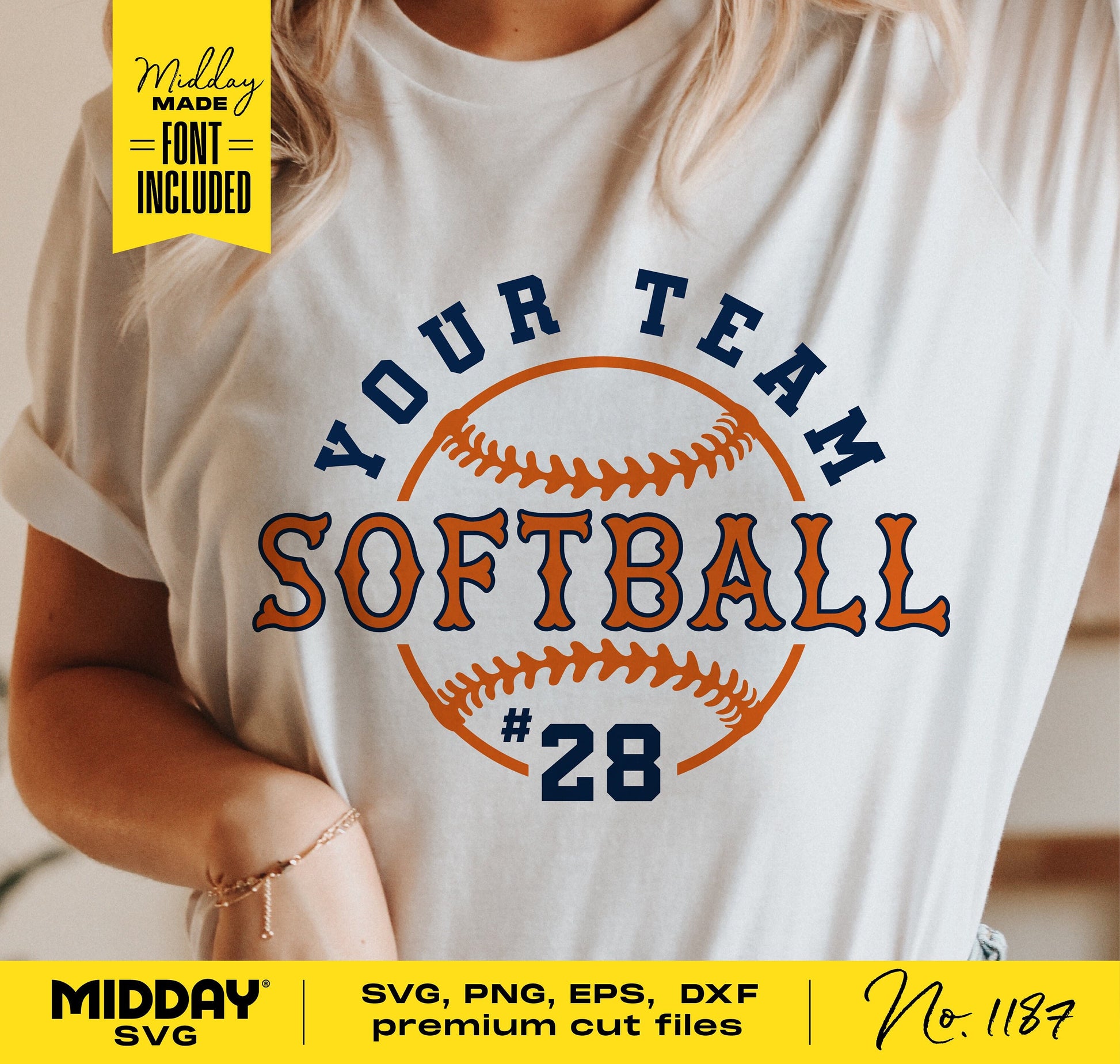 Softball team shirt design template with customizable name and number, includes SVG, PNG, EPS, DXF file formats, perfect for Cricut projects.