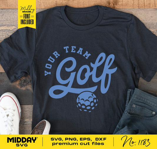 DIY Golf Shirt Template with Customizable Text and Golf Ball Design, Includes SVG and PNG for Golf Mom or Dad and Team Projects