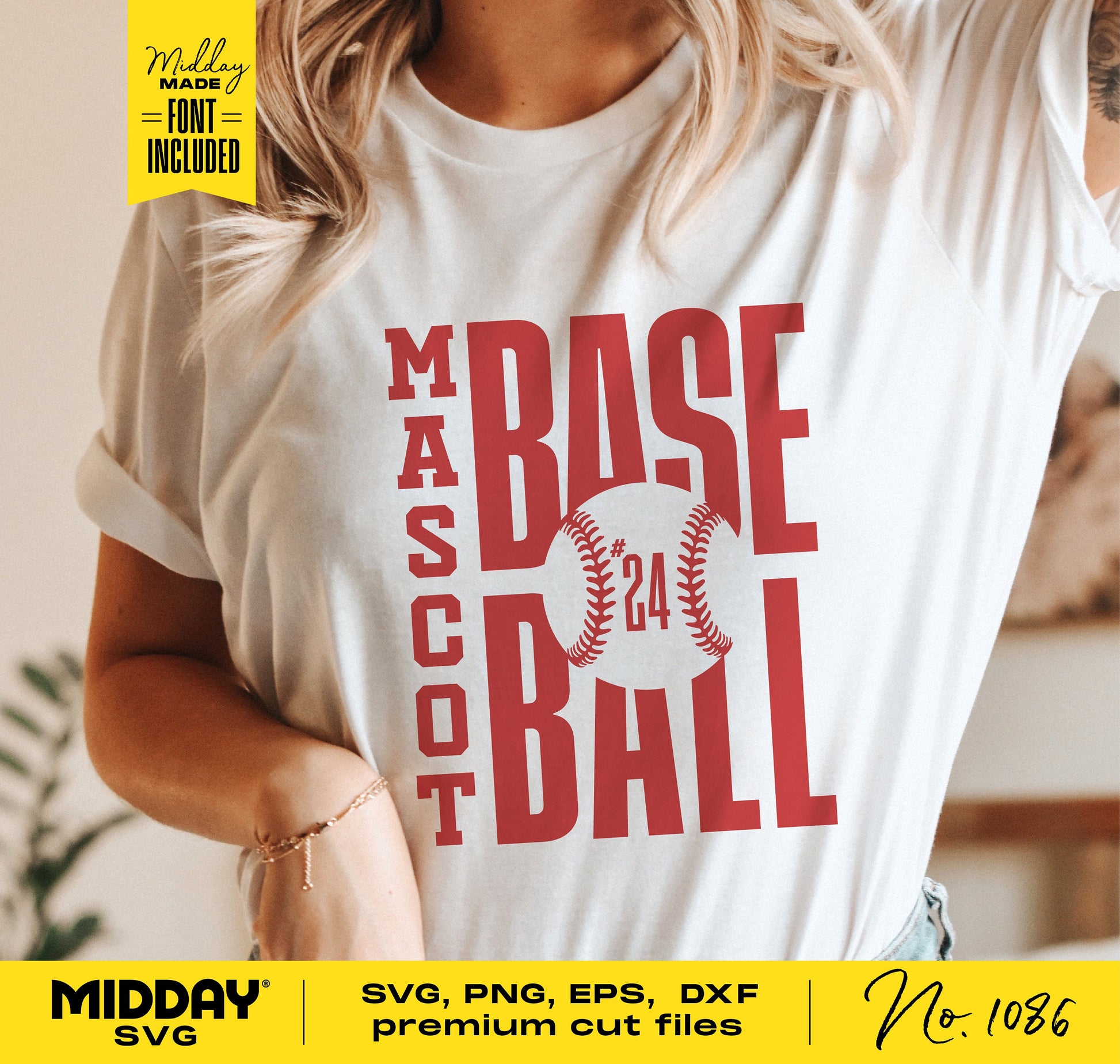 Customizable baseball team shirt template design on t-shirt, DIY cricut cut file, includes SVG, PNG, EPS, DXF formats.