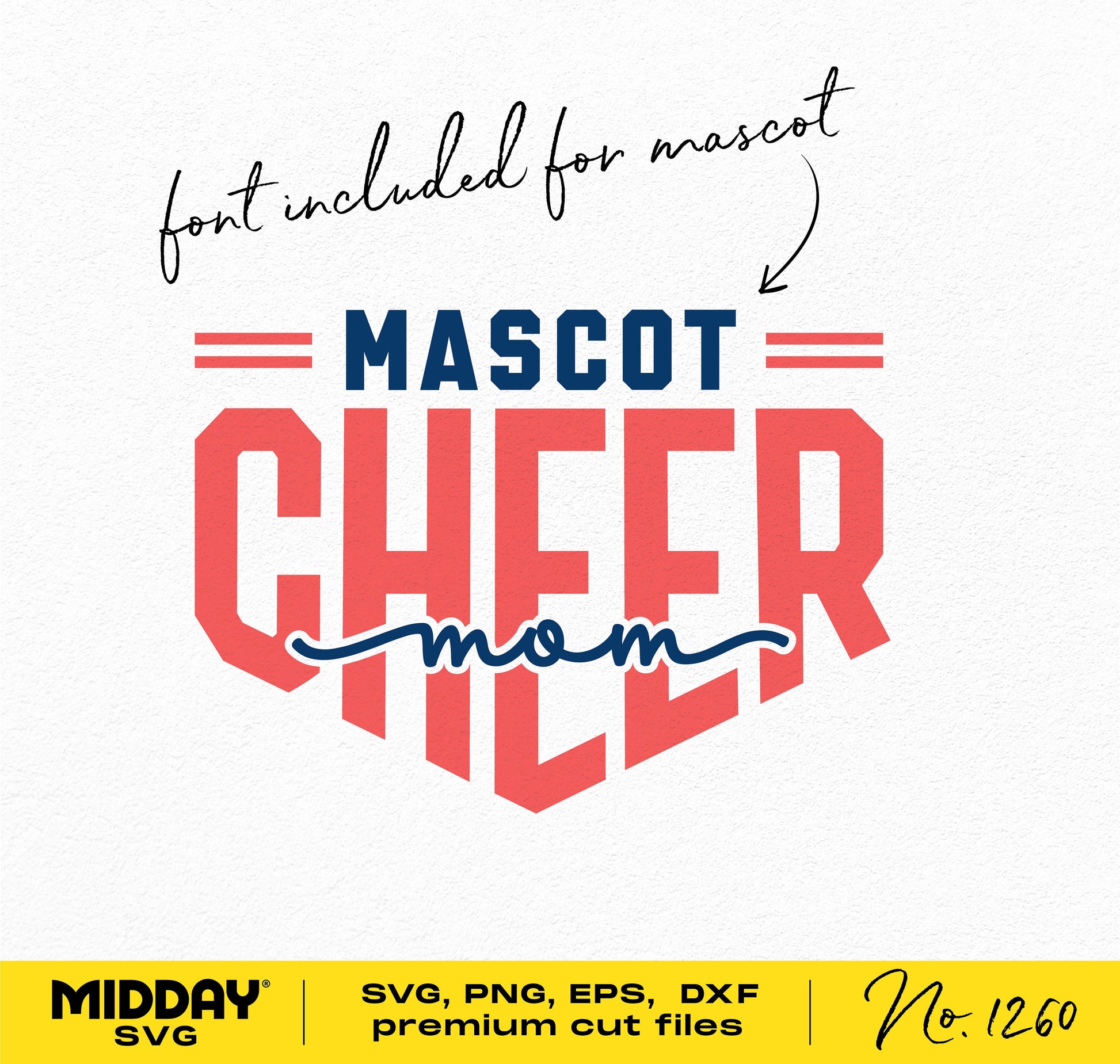 Cheer Mom SVG design with customizable mascot font for shirts, hats, sweatshirts, and tumblers.