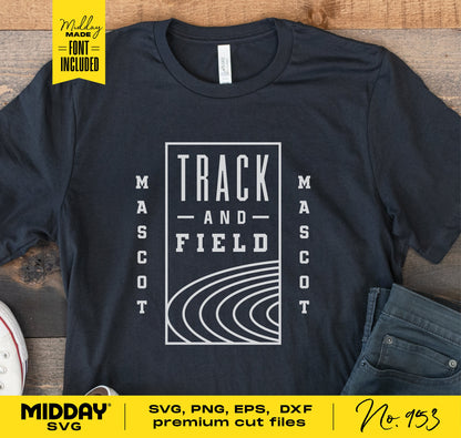 Track and Field Mascot Shirt Design with SVG, PNG, EPS, DXF formats for Cricut and Sublimation Crafting.