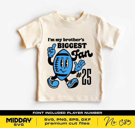 Children's t-shirt with "I'm my brother's biggest fan" football design, perfect for Cricut projects and sublimation.