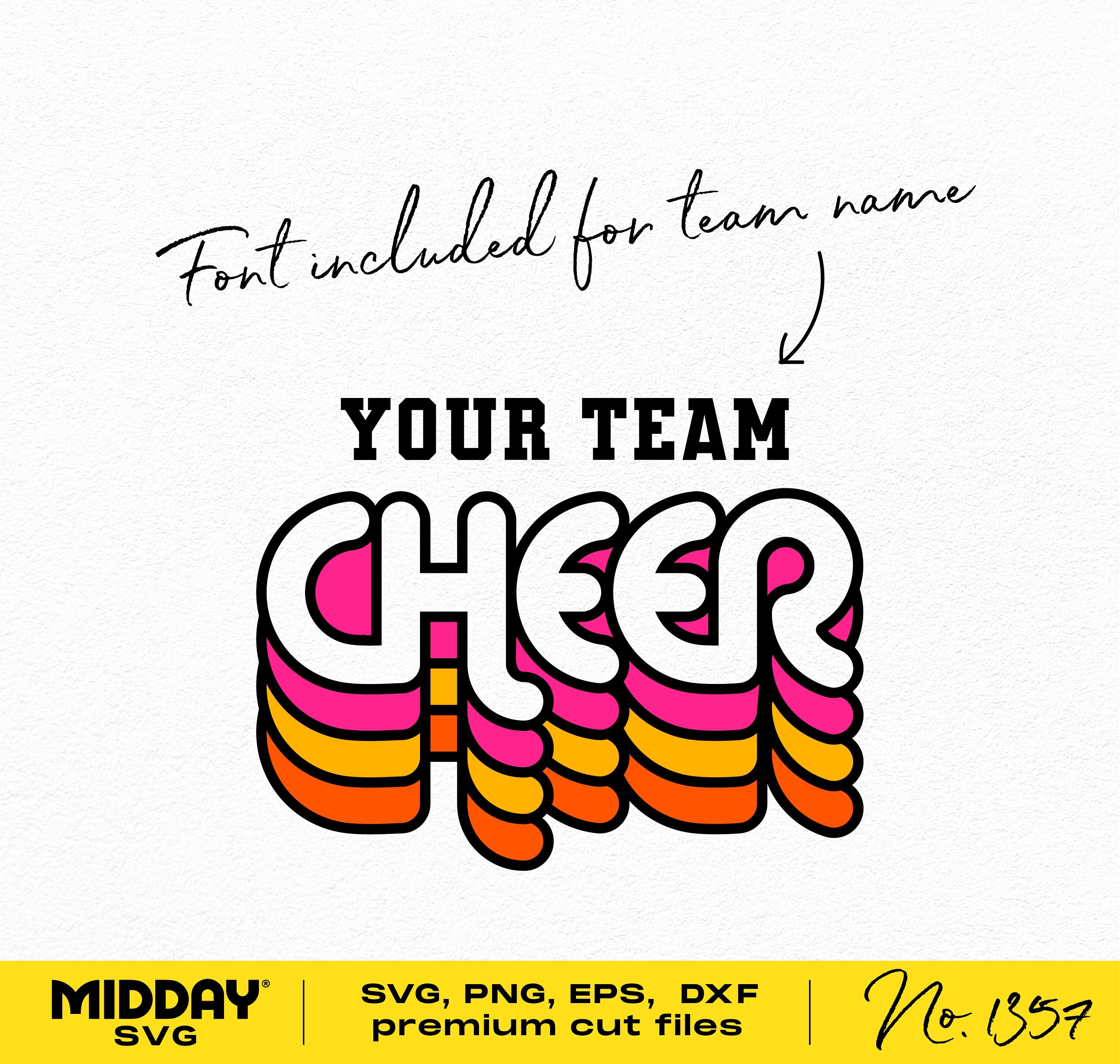 Cheer Team Template, Svg Png Dxf Eps, Retro Cheer Design, Cheer Mom Svg Png, Cheerleader Shirt, Cheer Team Svg, Cheer Coach Svg, Sublimation