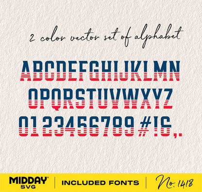 2 color vector alphabet set with numbers and symbols, included font by Midday SVG.