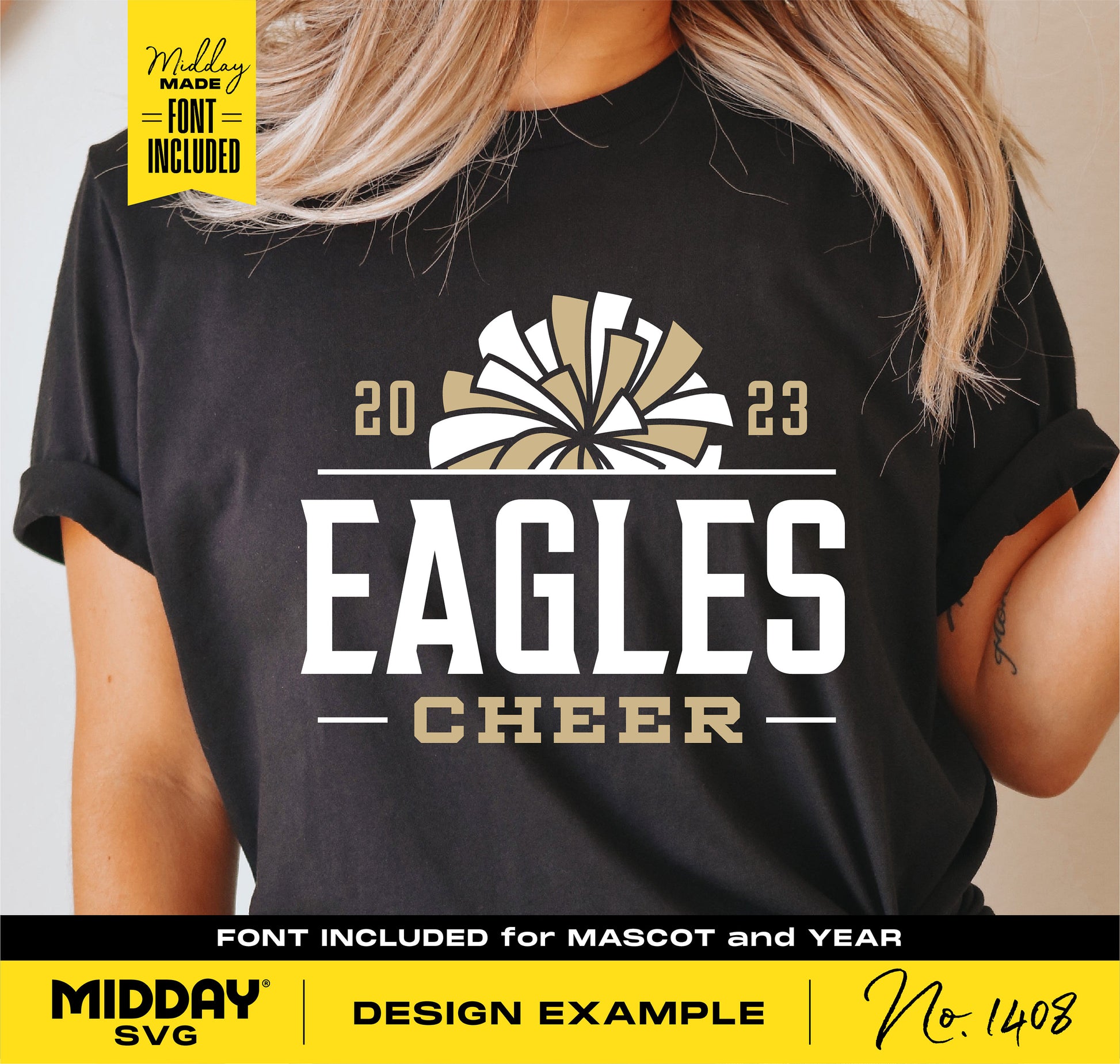 T-shirt with 'Eagles Cheer' 2023 design for cheerleaders, suitable for Cricut and Silhouette, SVG included.