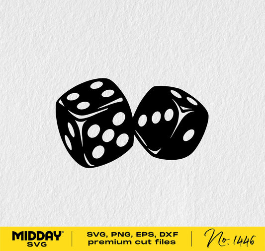 Black and white dice SVG file for Cricut and Silhouette, ideal for game night craft projects and sublimation printing.