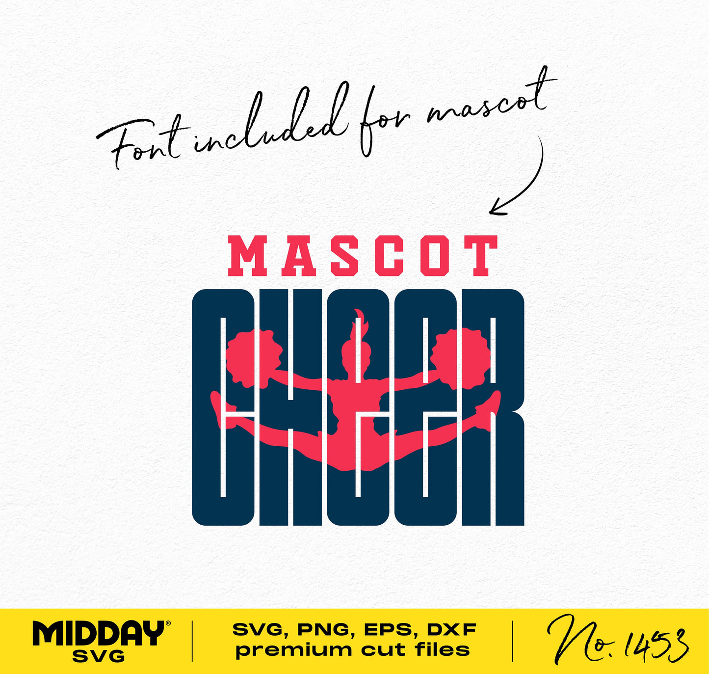 Cheer mascot SVG design with included font for DIY projects, silhouette and sublimation use.