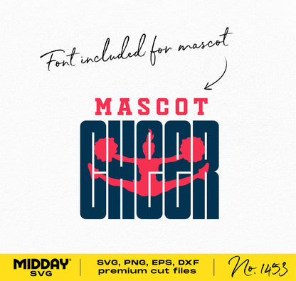 Cheer mascot SVG design with included font for DIY projects, silhouette and sublimation use.
