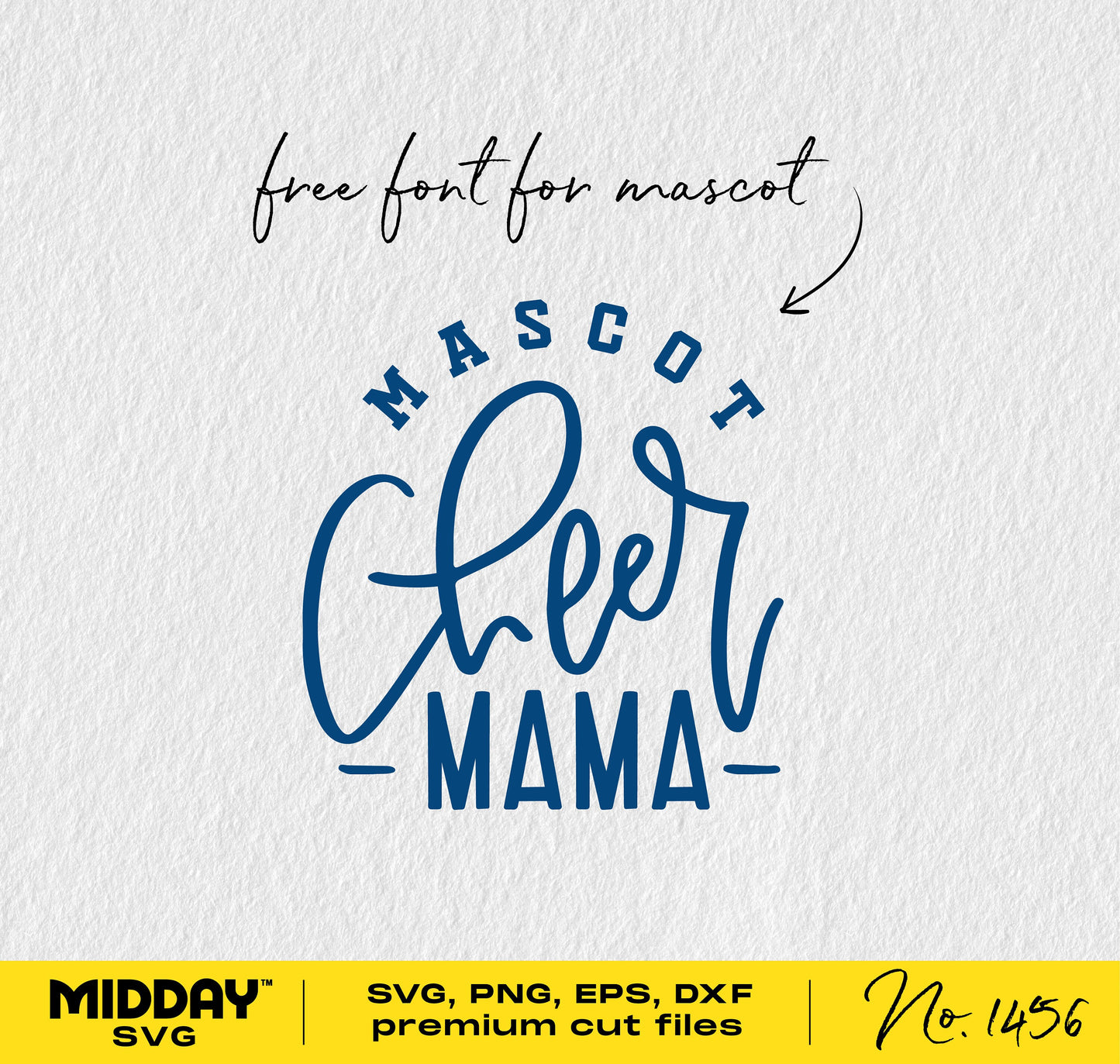 Mascot Cheer Mama SVG design template with free font for mascot, perfect for cheerleading crafts and shirts, available in SVG and PNG.