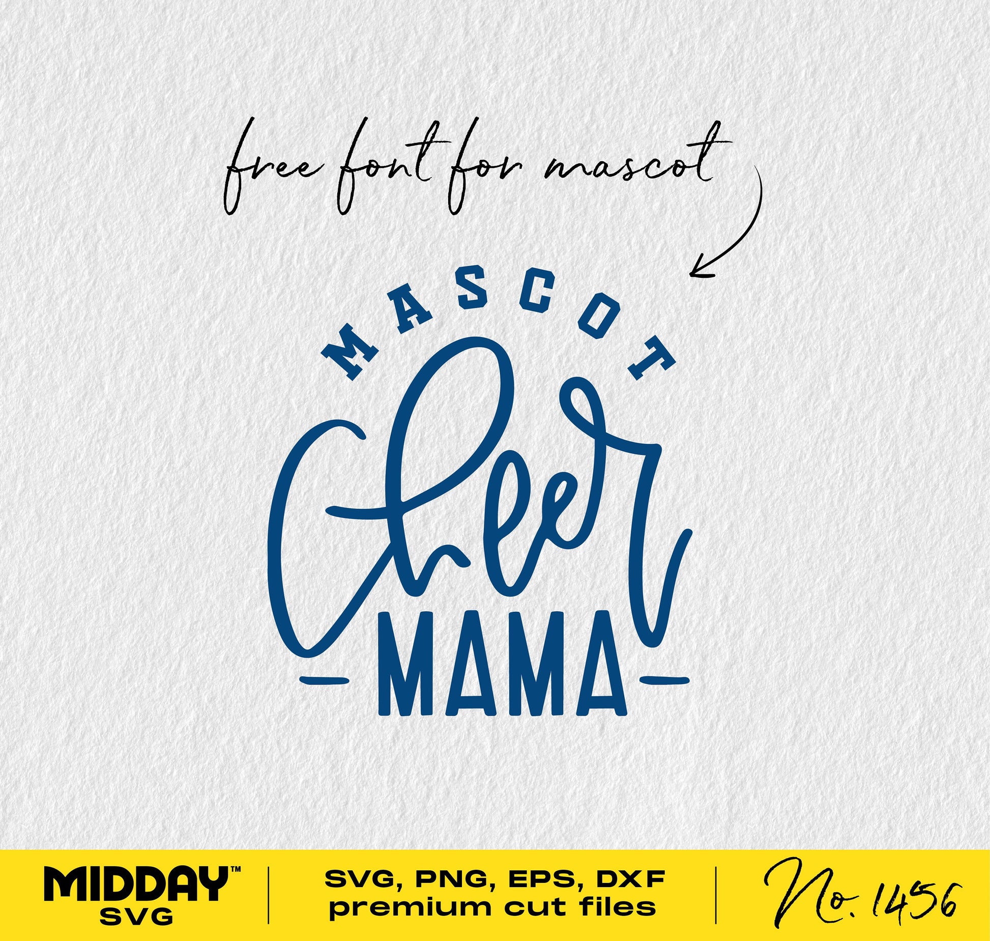 Mascot Cheer Mama SVG design template with free font for mascot, perfect for cheerleading crafts and shirts, available in SVG and PNG.