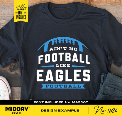 Black football shirt with 'Ain't No Football Like Eagles Football' design, emphasizing team spirit. Perfect for fans and players.