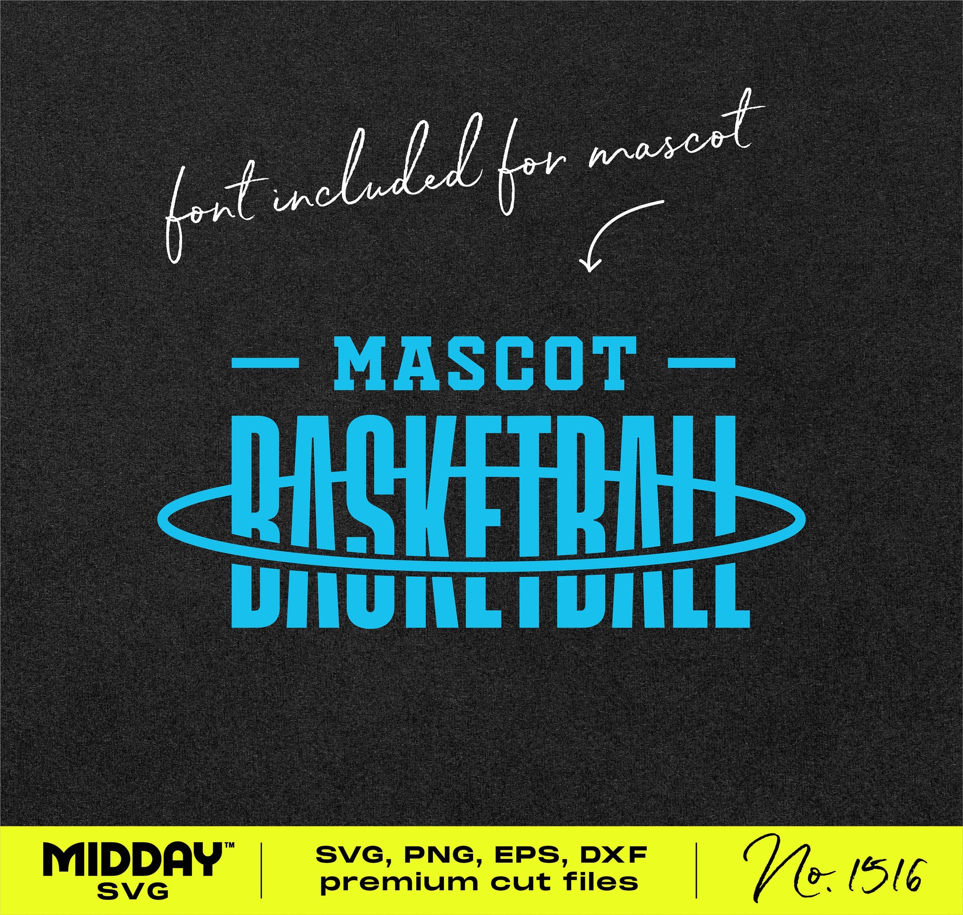 Blue basketball hoop lettering SVG design with font for mascots.