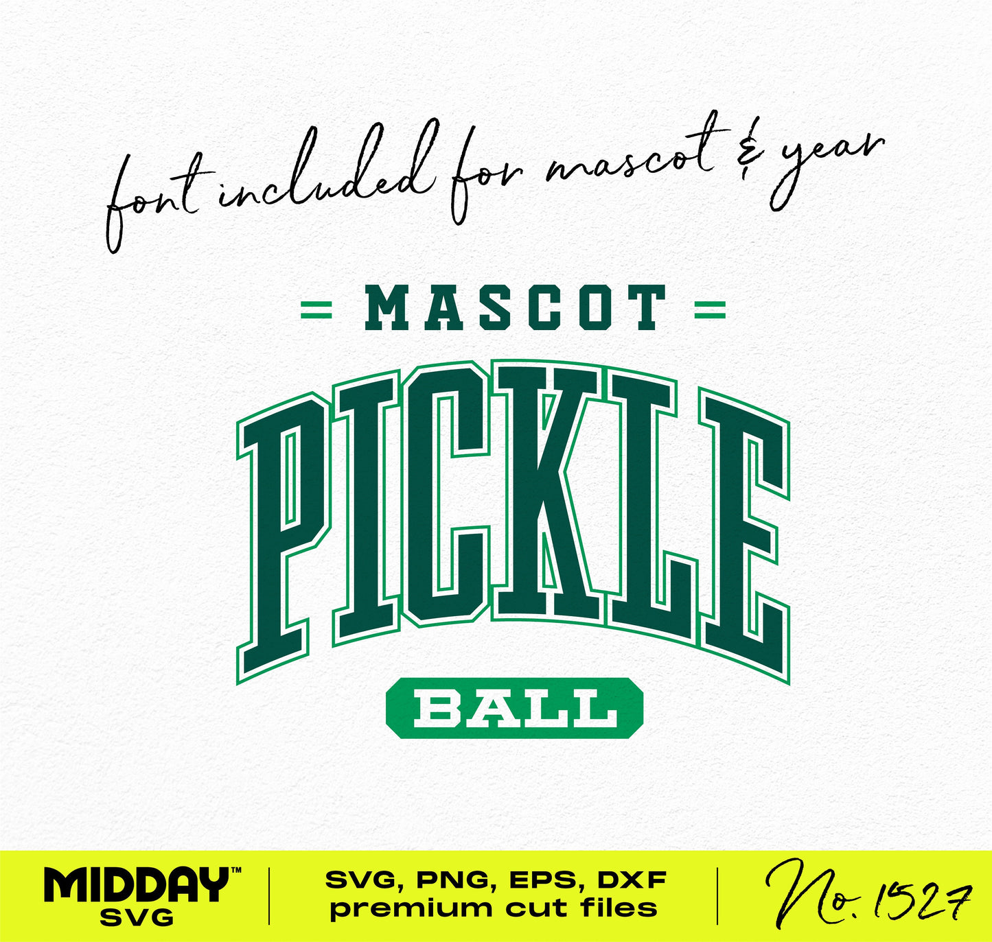 Pickleball SVG design for team shirts and sublimation projects, includes fonts and formats for Cricut and Silhouette.