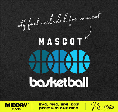 Customizable geometric basketball SVG PNG template design for team logos and shirts with included OTF font