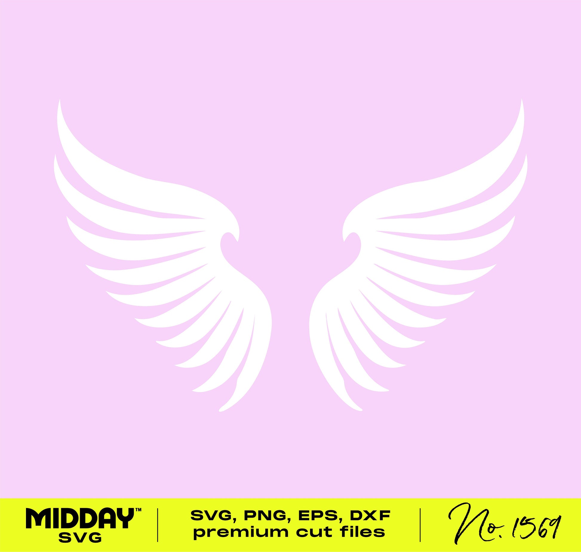Angel wings SVG on pink background, digital download for Cricut and Silhouette projects, includes EPS, DXF files.