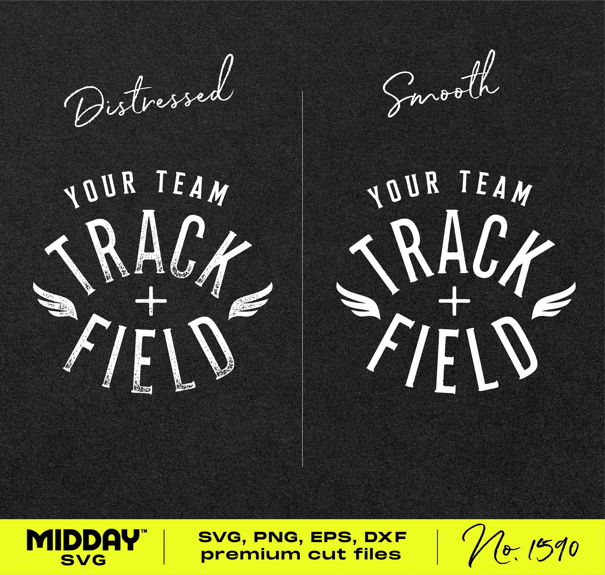 Track and Field Team SVG Template in distressed and smooth styles for custom designs, suitable for t-shirts and bags.