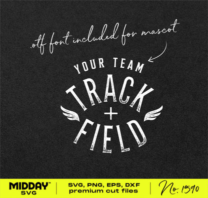 Track and Field Team Template SVG PNG with mascot font, premium cut files for personalized sports designs.