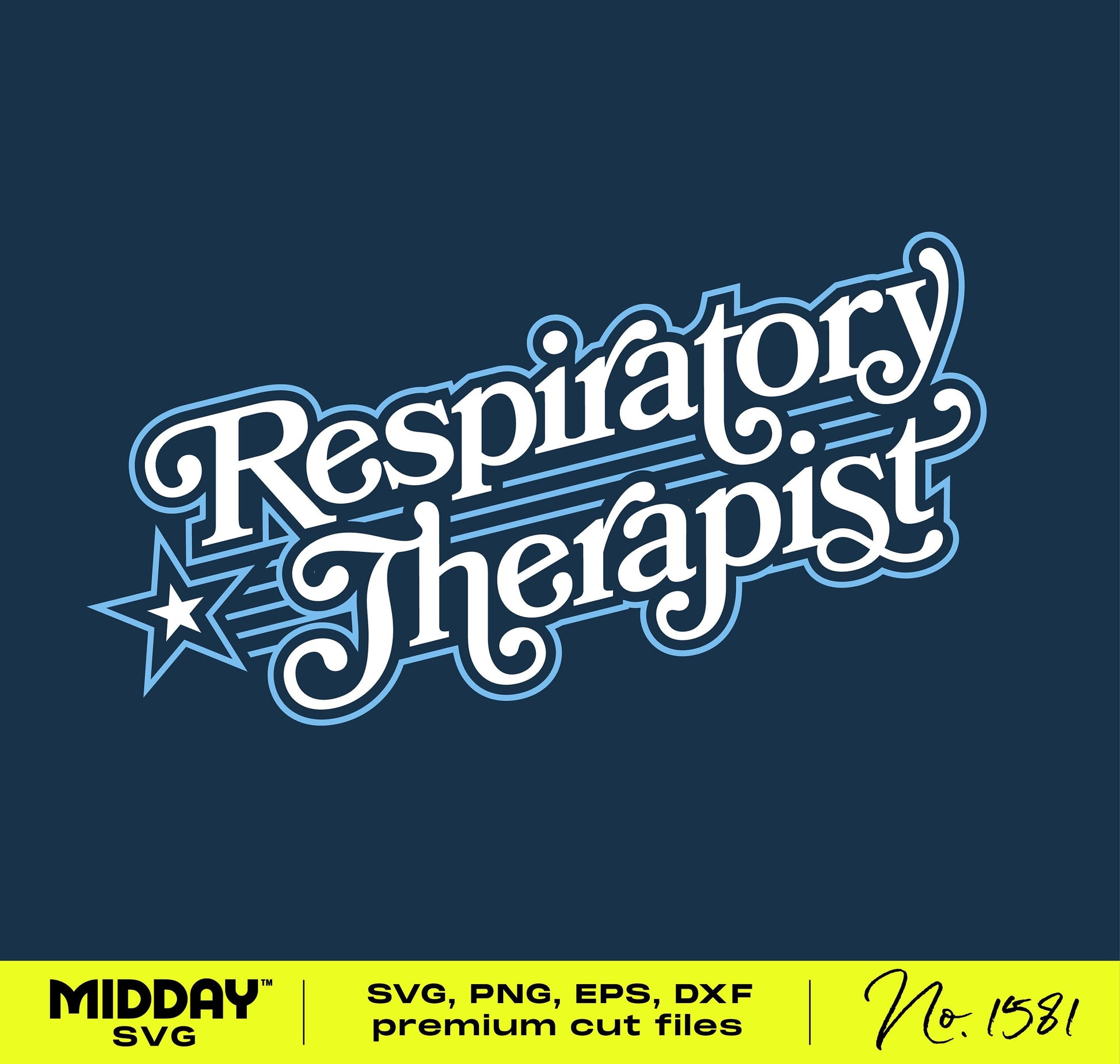 Nostalgic Respiratory Therapist logo with stylish star design, available in SVG, PNG, EPS, DXF formats for versatile use.