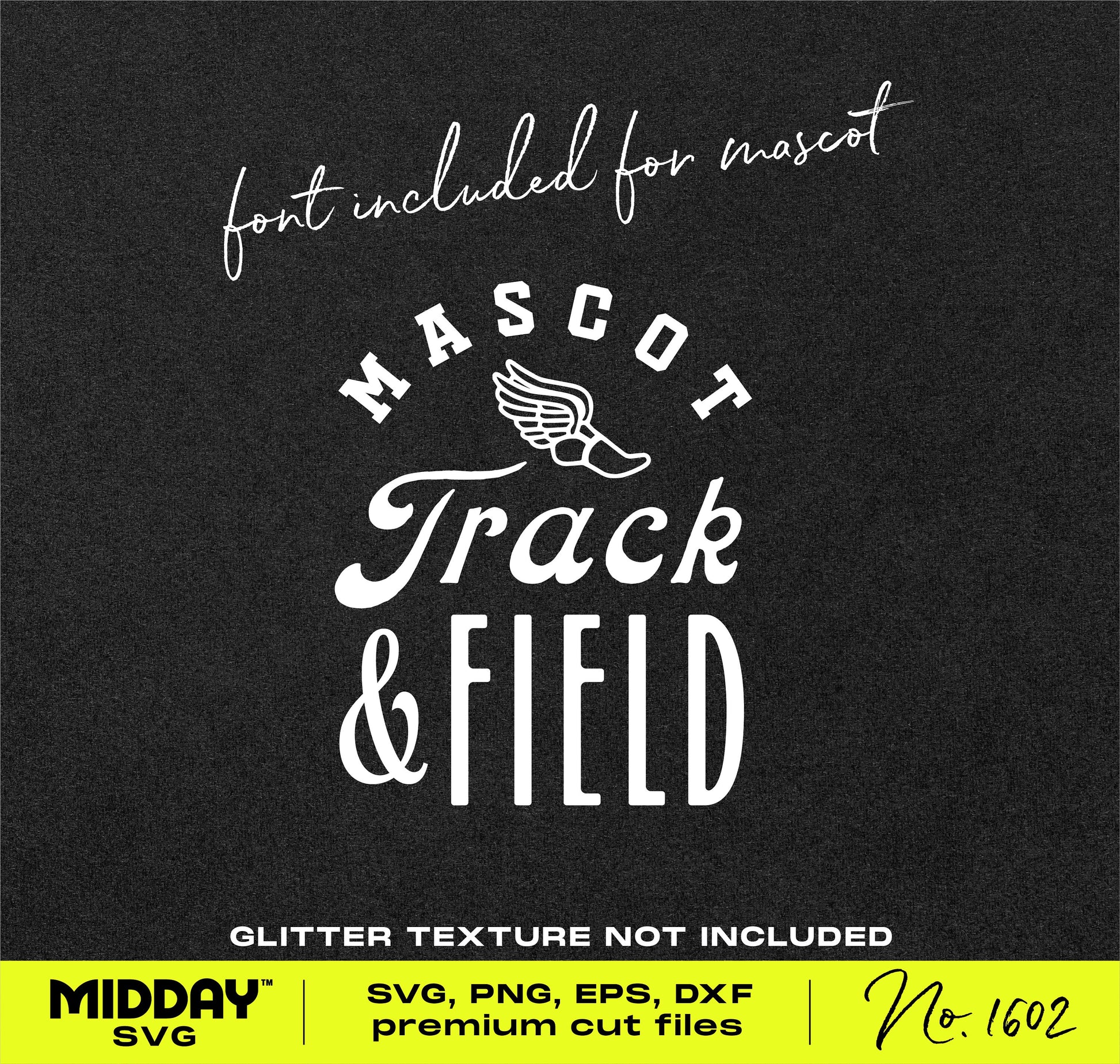 Track and Field SVG design with wings logo and customizable text for Cricut and Silhouette, ideal for team shirts and banners.