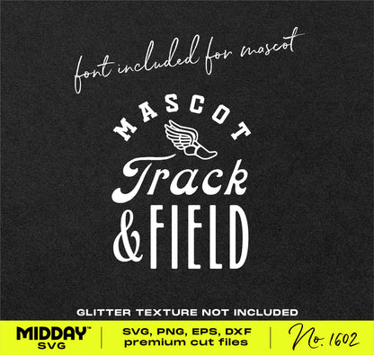 Track and Field SVG design with wings logo and customizable text for Cricut and Silhouette, ideal for team shirts and banners.