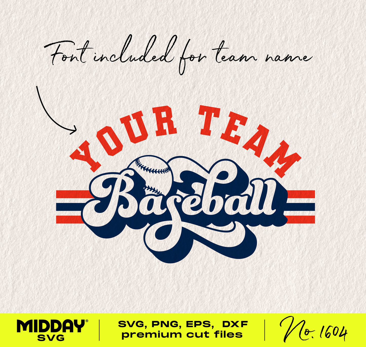 Beautifully Crafted Baseball SVG with Team Design and Elegant Lettering, including Font for Team Name