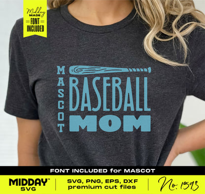 Customizable Baseball Mom SVG PNG T-shirt Design with Baseball Bat Graphic