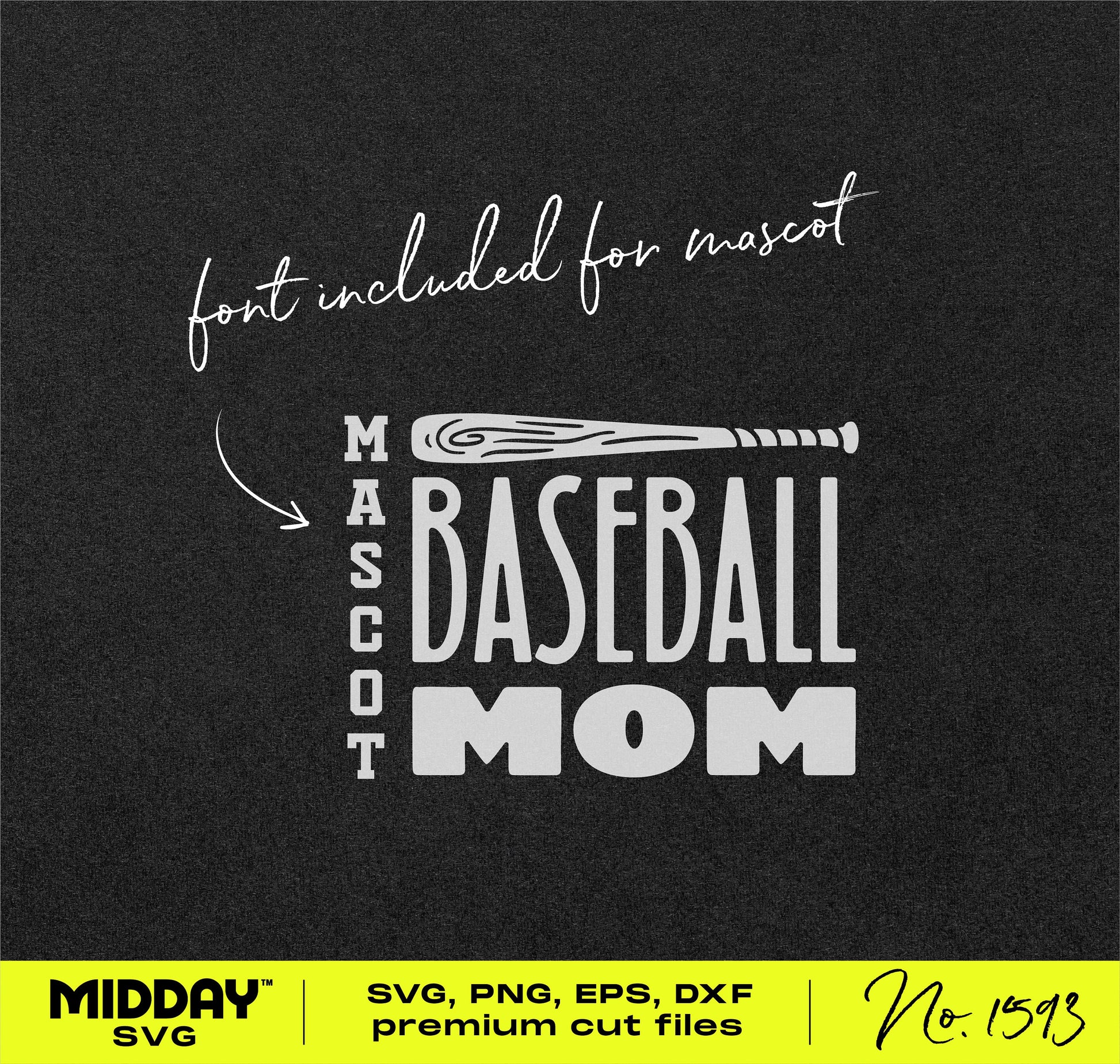 Customizable Baseball Mom SVG PNG design with bat and mascot font. Ideal for t-shirts and hats to show team spirit.