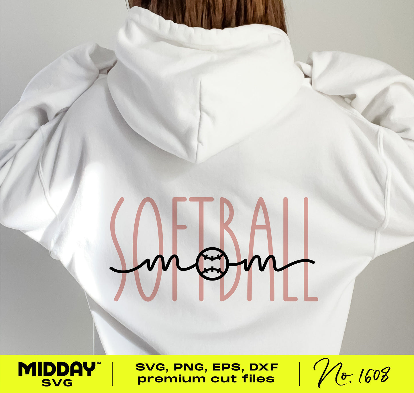 Softball Mom SVG PNG design on white hoodie, perfect for showcasing pride with baseball-themed custom apparel.