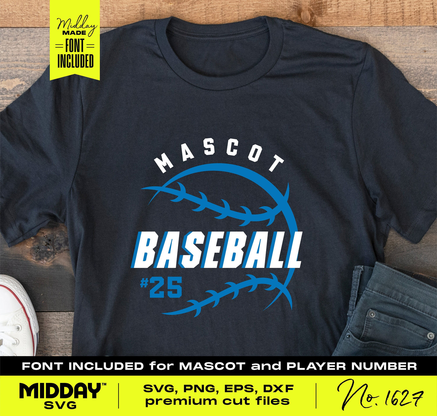 Customizable baseball team jersey template with player number displayed on a black shirt, perfect for creating personalized sports apparel.