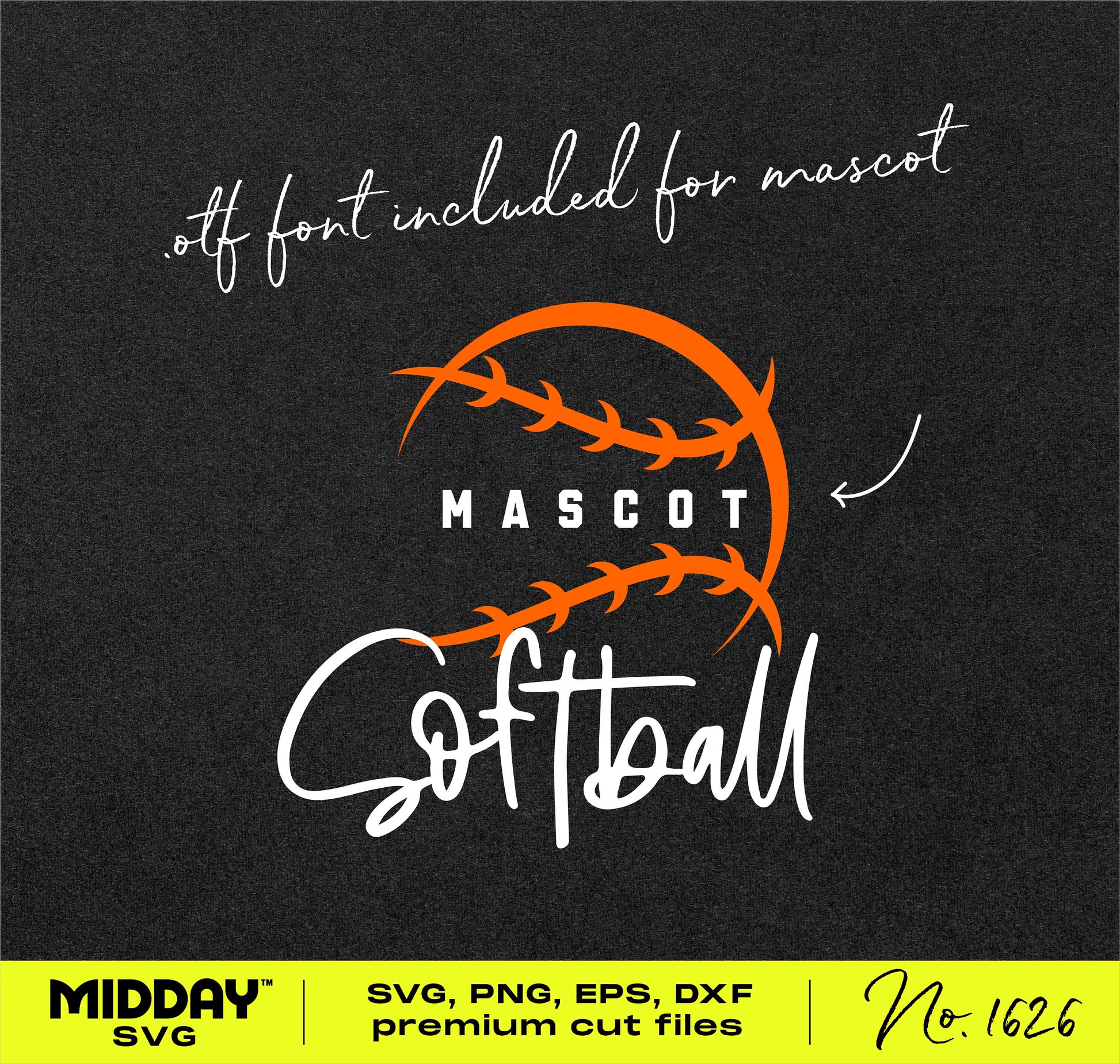 Abstract softball stitching SVG logo design with customizable mascot text and modern aesthetic.