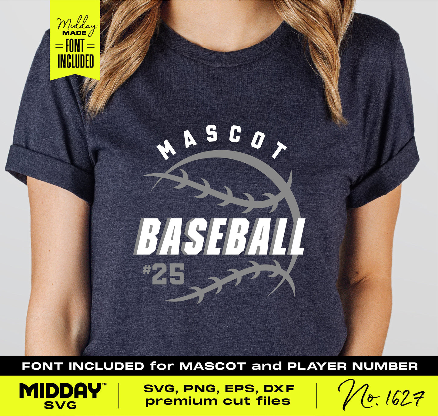 Person wearing a customizable baseball jersey with team name and player number, showcasing an SVG design template for sports enthusiasts.